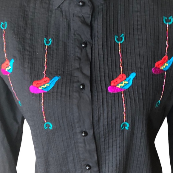 VTG Side Saddle Embroidered Western Button-down Shirt Copyright 1992 Sz M - Picture 10 of 13